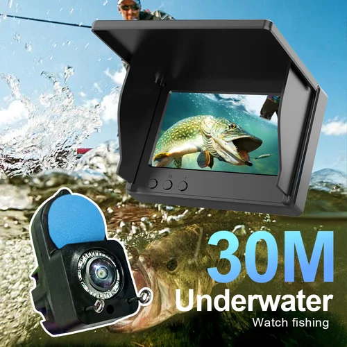 Imagen 2 del producto Buscador de profundidad de peces portátil, portátil, 1080P, 4,3 pulgadas, LCD, buscador de peces bajo el agua 220 °   Cámara de pesca con visión nocturna