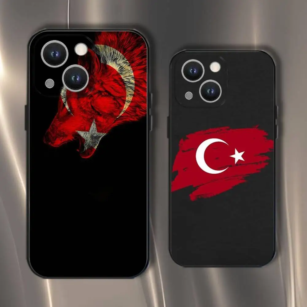 

Turk Wolf Turkey Flag Phone Case For iPhone 16,15,14,13,12,11,Pro,XS,Max,XR,Plus,E,SE4,Mini Black Soft Cover