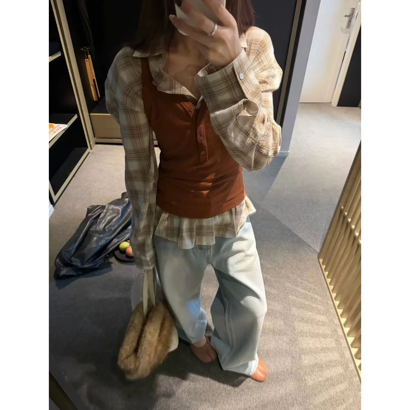 

Spring 2026 Dongda Gate Washed Denim Pants High Waist Straight Leg Micro Stretch Cotton Fabric Folded Spring New Arrival