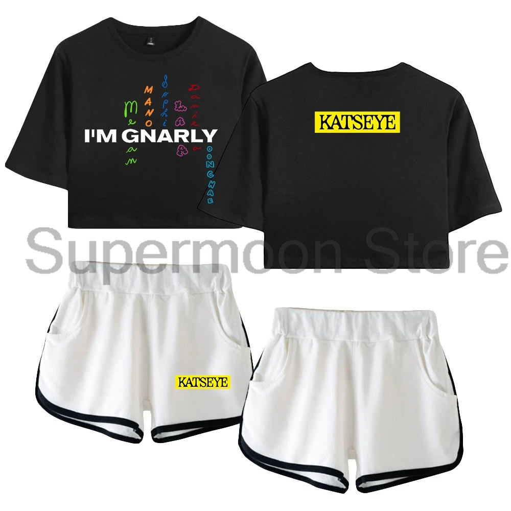 

Kpop Katseye Gnarly Merch, укороченный топ с короткими рукавами + шорты, комплекты из двух предметов, женские топы, комплекты 2025, красивый альбом Chaos