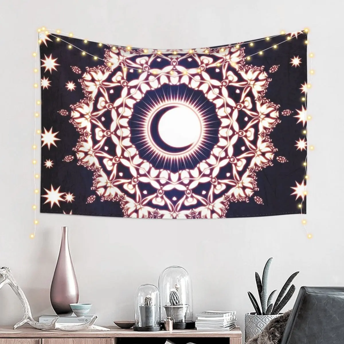 Zon Maan & Sterren Gloeiende Spirituele Meditatie Zen Hippie Mandala Tapijt Op De Muur Tapijt Wandtapijt