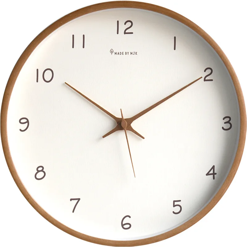 Solid wood wall clock modern minimalist living room home silent clock personality fashion creative Nordic clock