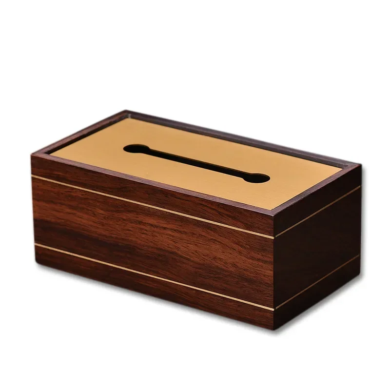 황동 상감 내장 흑단 티슈 박스, 단단한 나무, 오리지널 중국 스타일 보관함, 고급 레트로 장식 홈 액세서리