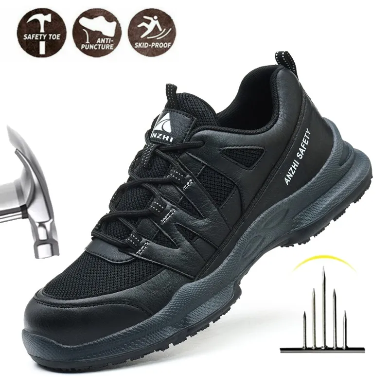 

CE Certified Steel Toe Safety Shoes Men, Anti-Puncture Anti-smash, Lightweight Breathable for Construction Warehouse Laborers