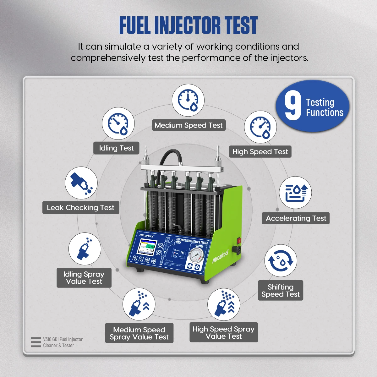 MR CARTOOL Auto GDI Kraftstoffeinspritzungs-Tester und Reinigungsmaschine für 6 Zylinder, Automotive Piezo-Einspritzdüsen-Reiniger V310 PK AUTOOL CT400 – Detail 4