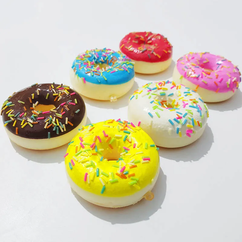 Simulation Donut PU Slow Rebound Toy Realistic Donuts Children Squeeze Stress Relief Toy Refrigerator Stickers Small Pendant