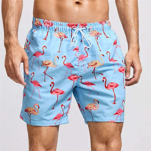 Men\'s Board Shorts Swim Shorts Swim Trunks Summer Beach Shorts Print Graphic Flamingo Yellow Duck Comfort Breathable Short