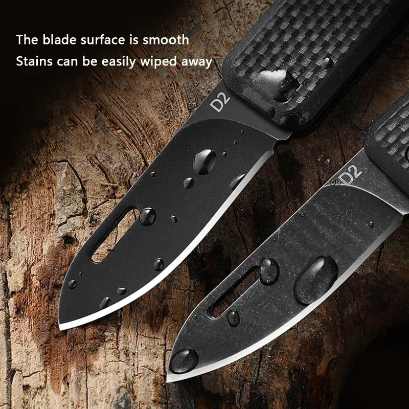 Mini High Hardness D2 Steel Folding Knife G10 Handle Keychain Self-defense Knife Disassembly Express Delivery EDC Knife Hunting