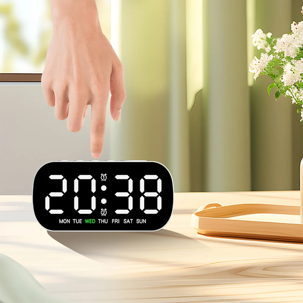 LED digital alarm clock multifunction electronic clock with date temperature display power saving mode for home office
