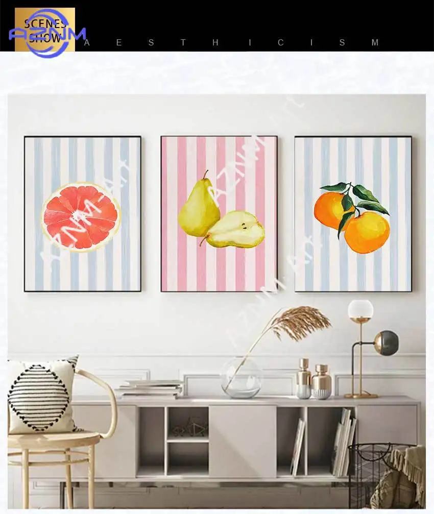 Orange Lemon Poster Canvas Painting Nordic Wall Art Pictures Home Shop Decor Trendy Colorful Kitchen Fun Fruits Market