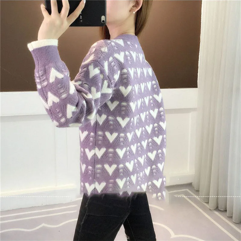 Autumn Winter 2023 New Arrival Pullover Knitt Sweater Women Outer Wear Fashion Elegant Sweet Loose Knitted Base Shirt Inner Wear