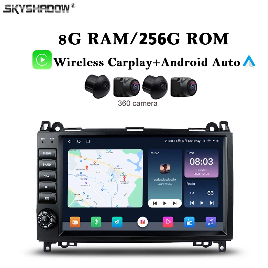 Radio con GPS para coche, reproductor con Android 256, 8 GB + 13,0 GB, Carplay, 9 pulgadas, IPS, DSP, DVD, WIFI, Bluetooth, para Benz B200, W169, W245, Viano, Vito, Sprinter