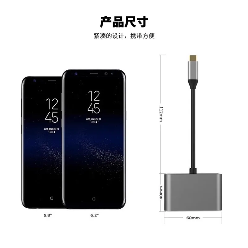 منفذ Thunderbolt 3 USB Type-C الأصلي إلى محول VGA HDMI 4K جهاز عرض عالي الوضوح