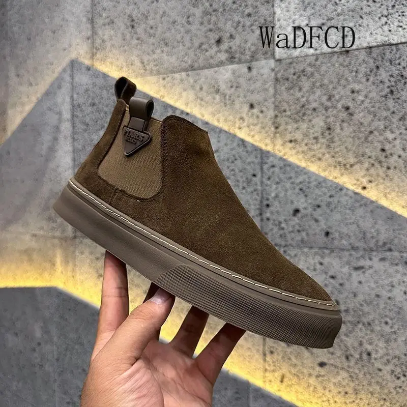 High Top Sneaker Men Designer Winter Plush Warm Snow Boots Fashion Casual Nubuck Leather Height Increased Flat Platform Boots