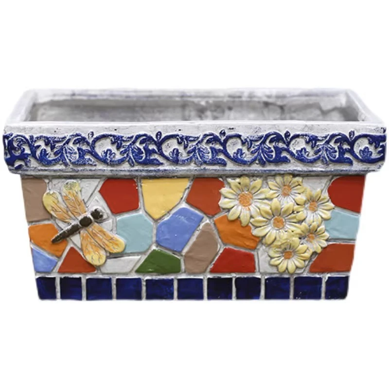 

Прямоугольный цветочный горшок, креативное украшение для двора, сада или балкона большого диаметра.