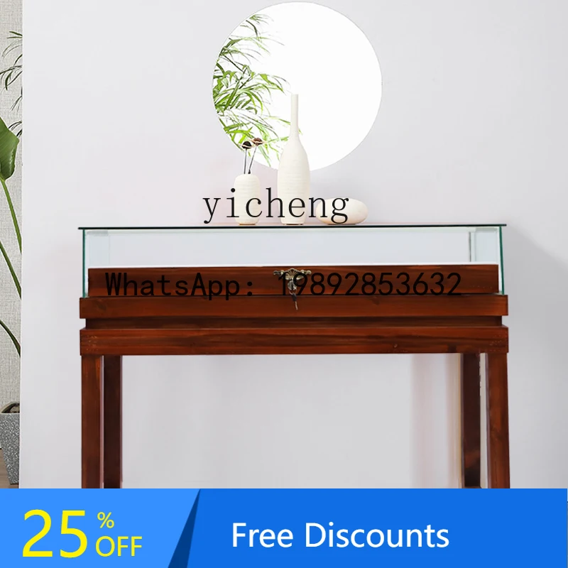 

Display Cabinet Solid Wood Glass Antique Jade Cultural Play Counter Jewelry Display Cabinet
