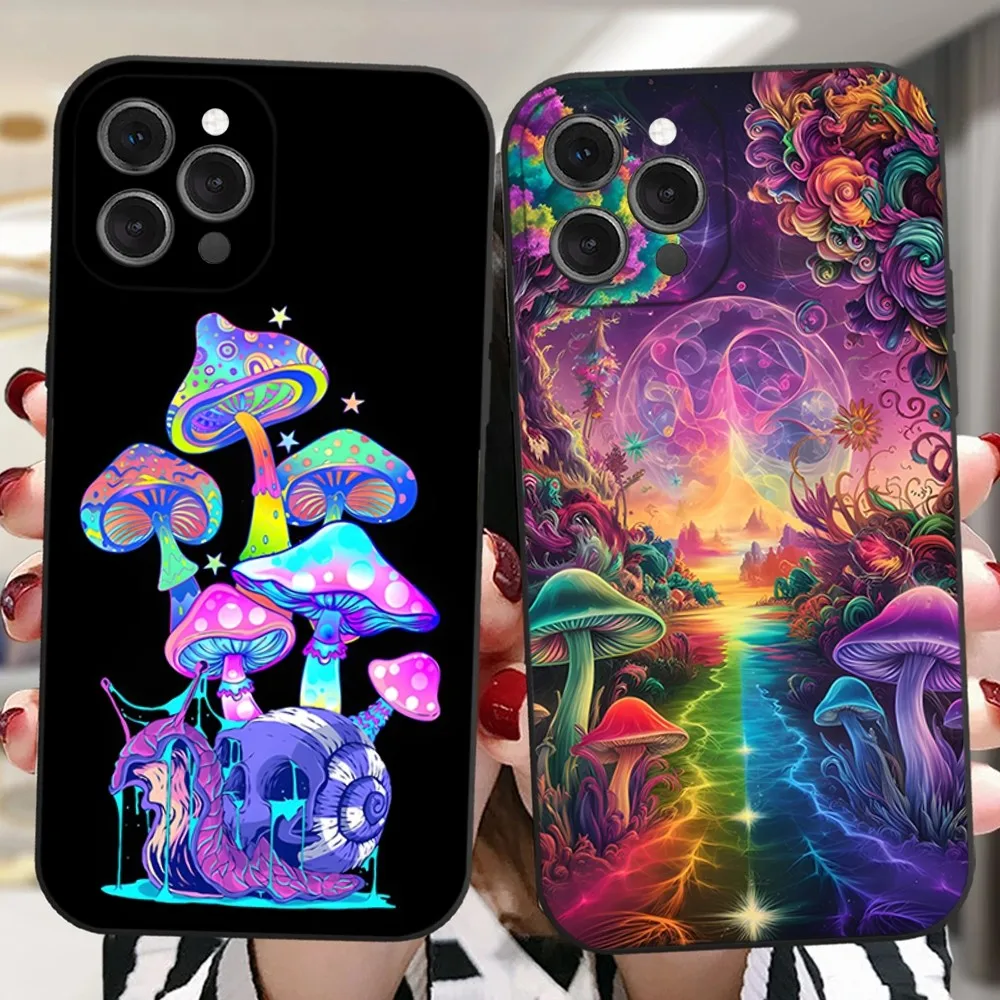 

Trippy Mushroom Phone Case For iPhone 16,15,14,13,12,11 Plus,Pro,Max,XR,XS,X,7,8 Plus,SE,Mini Silicone Soft