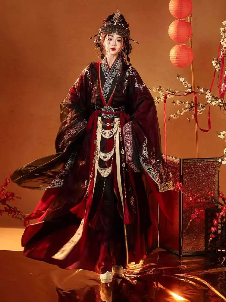

2025 Hanfu Men's and Women's Same Style[Red Lotus Industry Fire]Restoration of Straight Robe from Warring States Period, Heavy