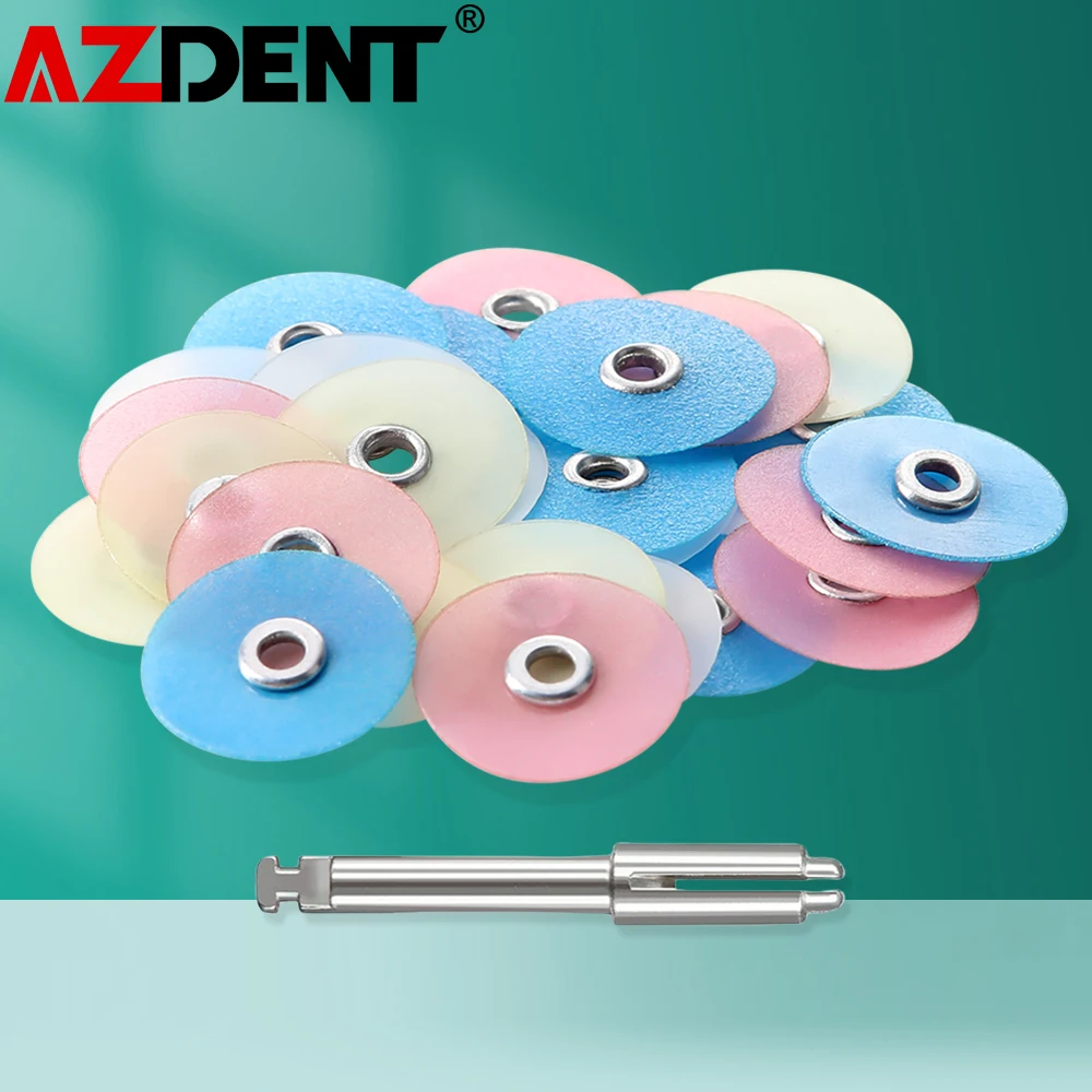 40pcs Azdent Dental Finishing and Polishing Discs with Mandrel Composite Metals Porcelain Polisher Autoclavable Dentistry Tools