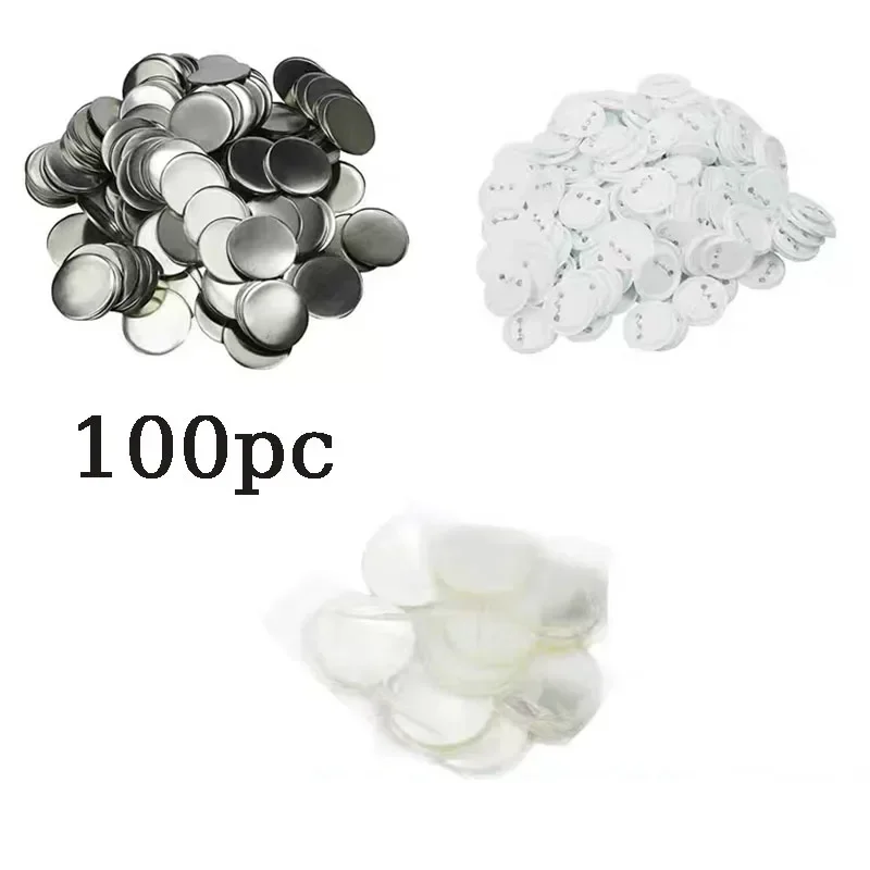 Metal Button Maker Machine DIY Round Pin Maker Kit Badge Press Machine with 100pcs Button Parts,100pcs photo paper for All Size.