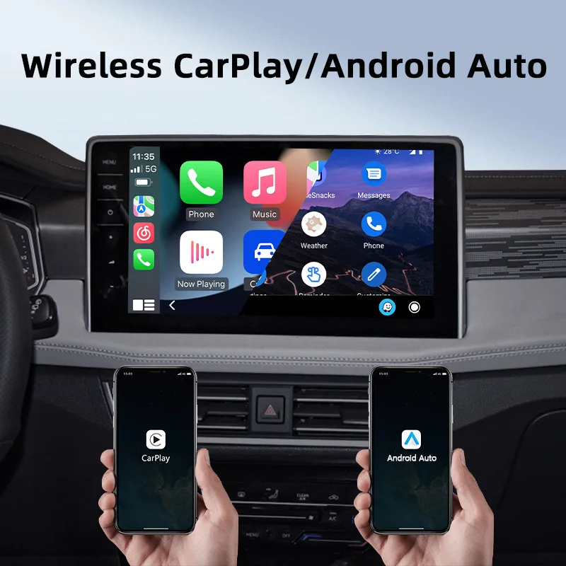 1 in 2 CarPlay Smart Ai Box Wireless Android Auto Adapter For Toyota Mazda Nissan Camry Suzuki Subaru Citroen Audi Mercedes Kia