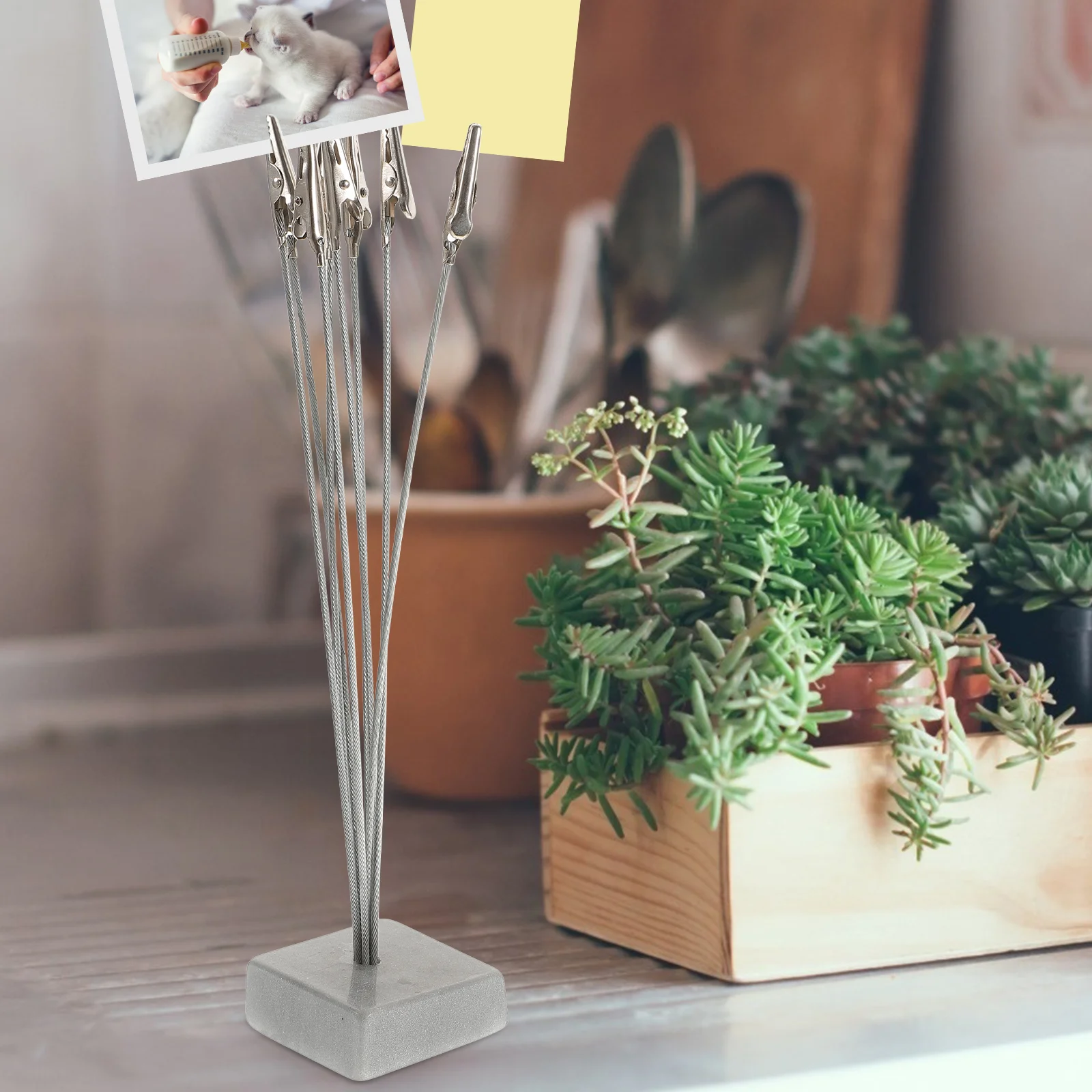 Silver Grey Resin Base Stainless Steel Clips Clip Tree Photo Holder Note Clip Memo Clip Frame Desk ganizer Home Decor