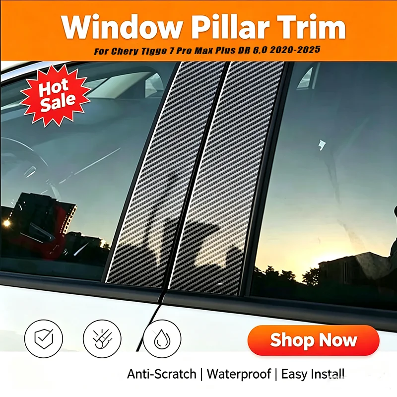 For Chery Tiggo 7 Pro Max Plus DR 6.0 2020-2025 Car Window Center Pillar Glossy Black PC Protective Film Decorative Protector Ex