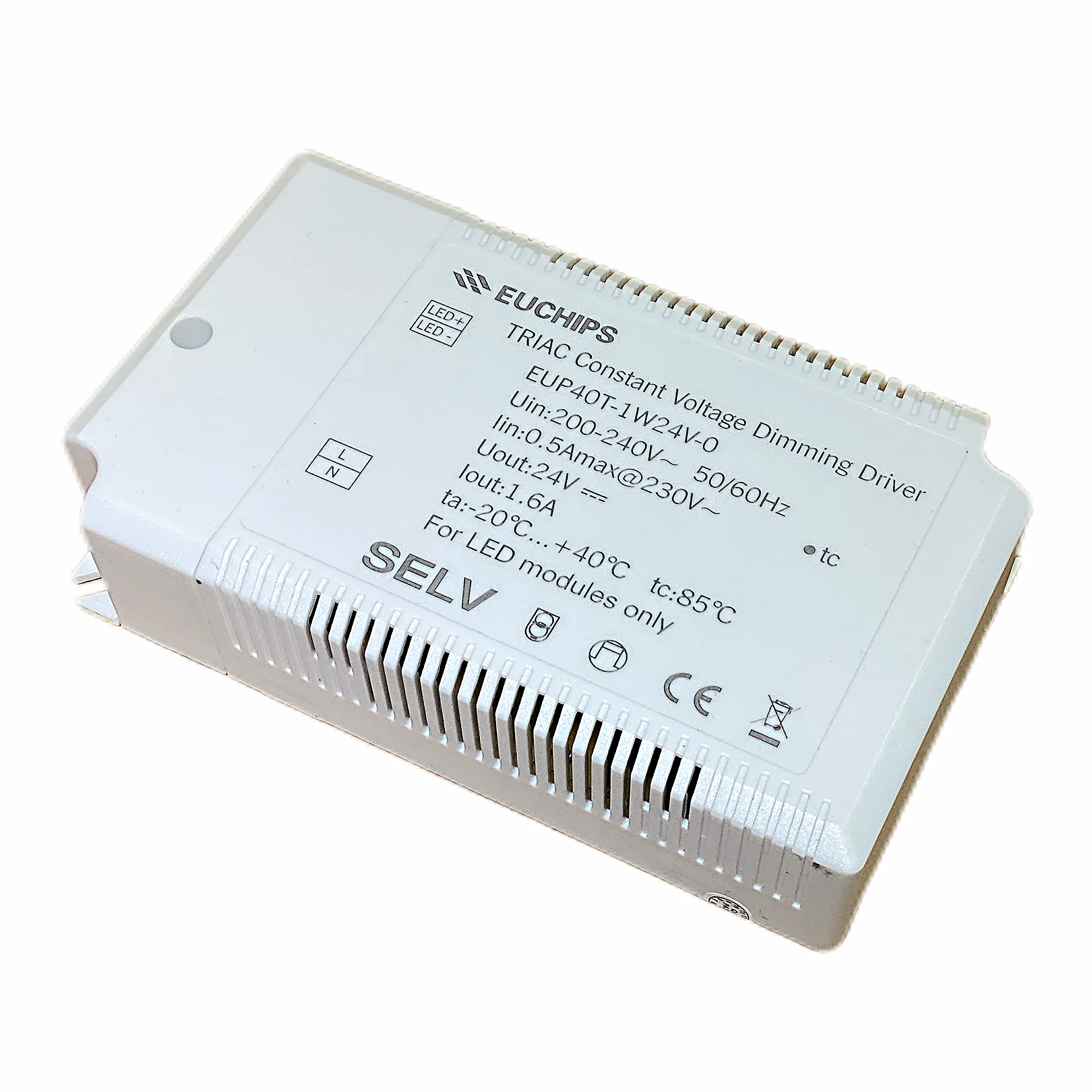 40W 24VDC Phase‑cut Dimmable CV LED Driver EUP40T‑1W24V‑0 Triac ELV Dimming 220V‑to‑24VDC Transformer For LED Strips