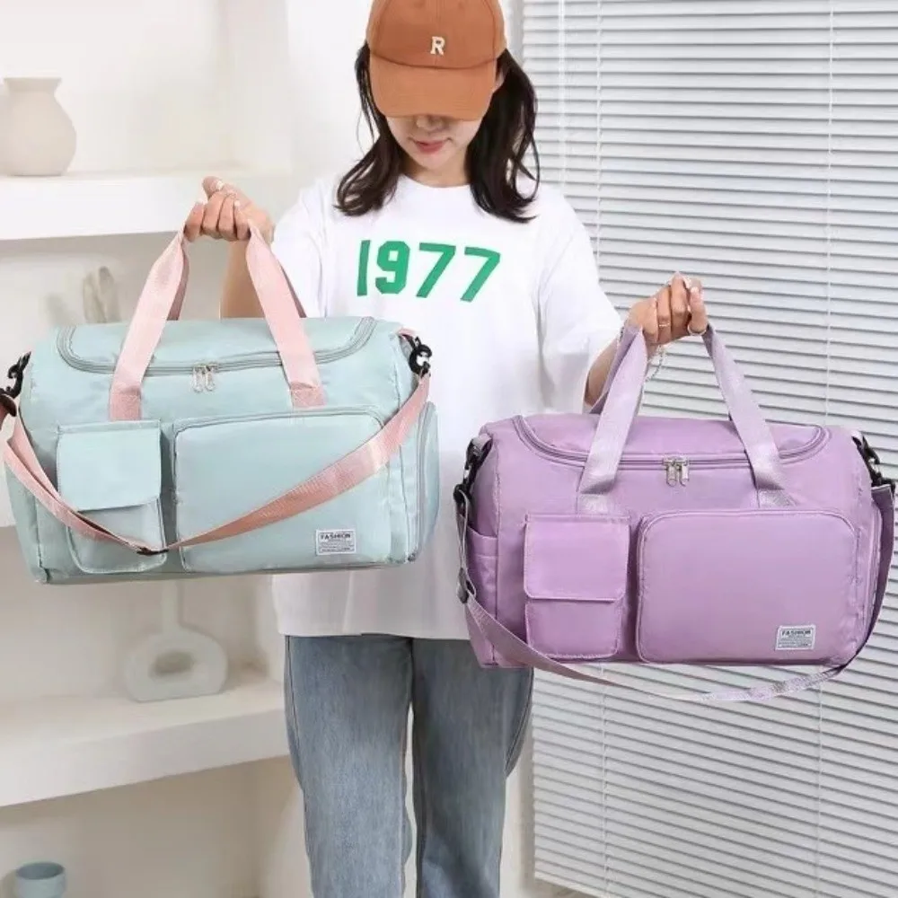 

Large Capacity Carry on Travel Bag Waterproof Two-Way Zipper Sports Shoulder Bags Wet Dry Separation Shoe Compartment