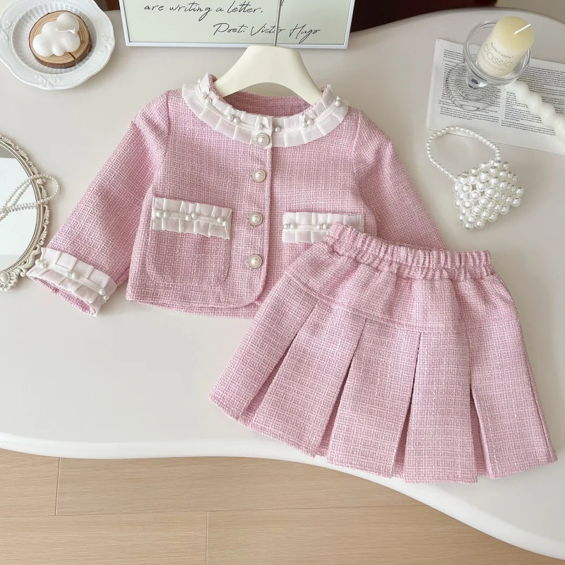 

Girls' Outfit Autumn New Jacket+Pleated Short Skirt Princess Two-Piece Set Wholesale
