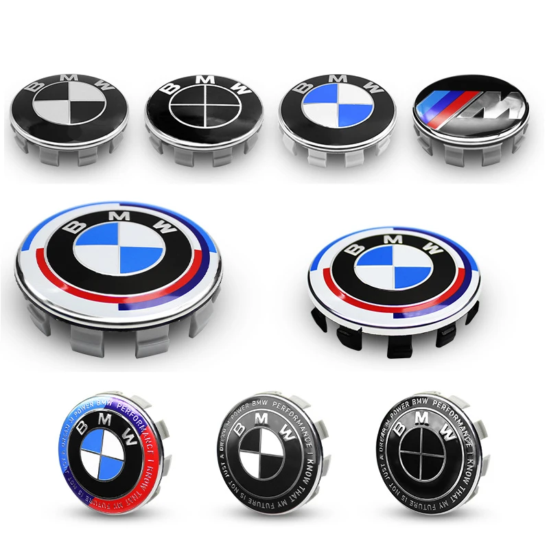 4pc BMW Wheel Center Emblem Caps – 56mm, Black & White, Italy Made, OEM Replacement 36136850834