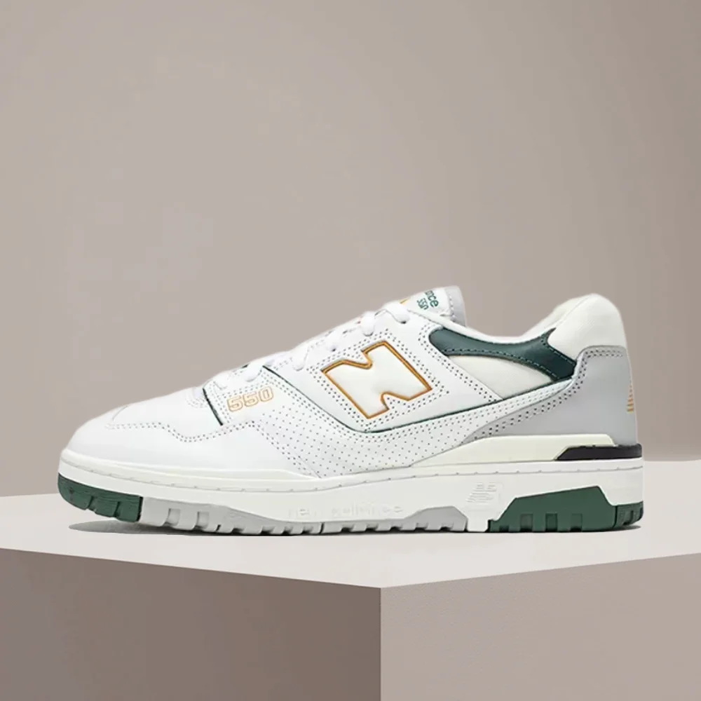 New Balance NB550 Unisex Low-Top Retro Basketball Shoes – Banana Green, Leather Upper, Stylish Durable & Comfortable BB550PWC