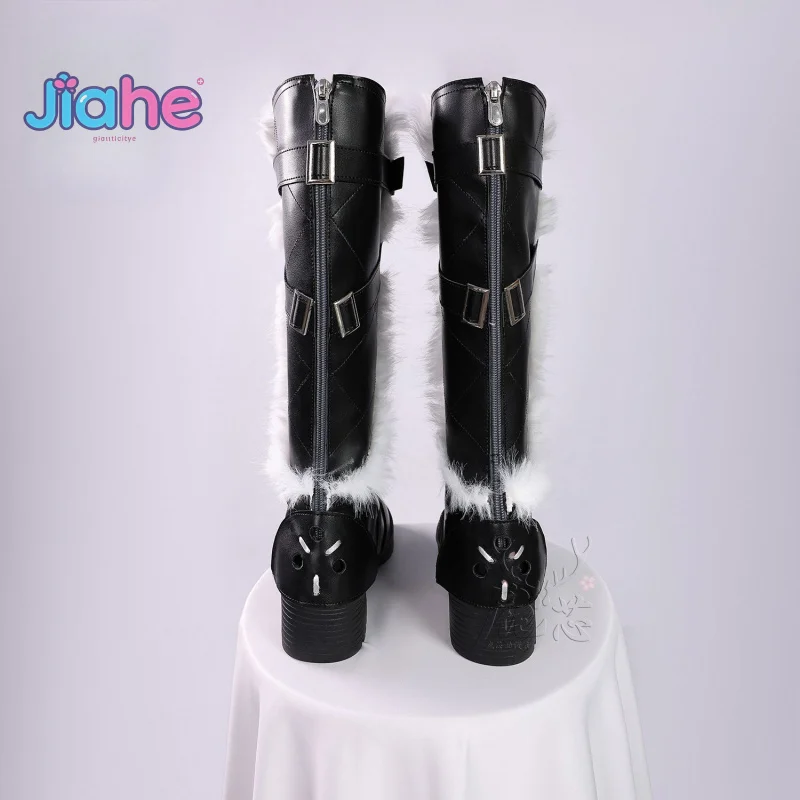 لعبة Wuthering موجات QIUYUAN تشيو يوان تأثيري أحذية هالوين كرنفال الرجال والنساء أحذية جلدية أنيقة عالية الكعب