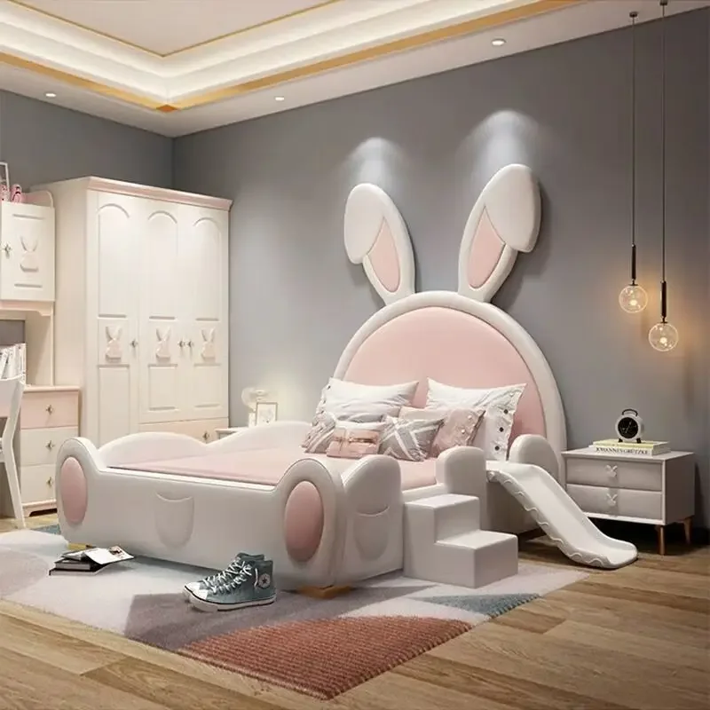 Factory Wholesale Solid Wooden Cartoon Children Beds Cute Girls Bed High Quality Luxury Kids' Beds