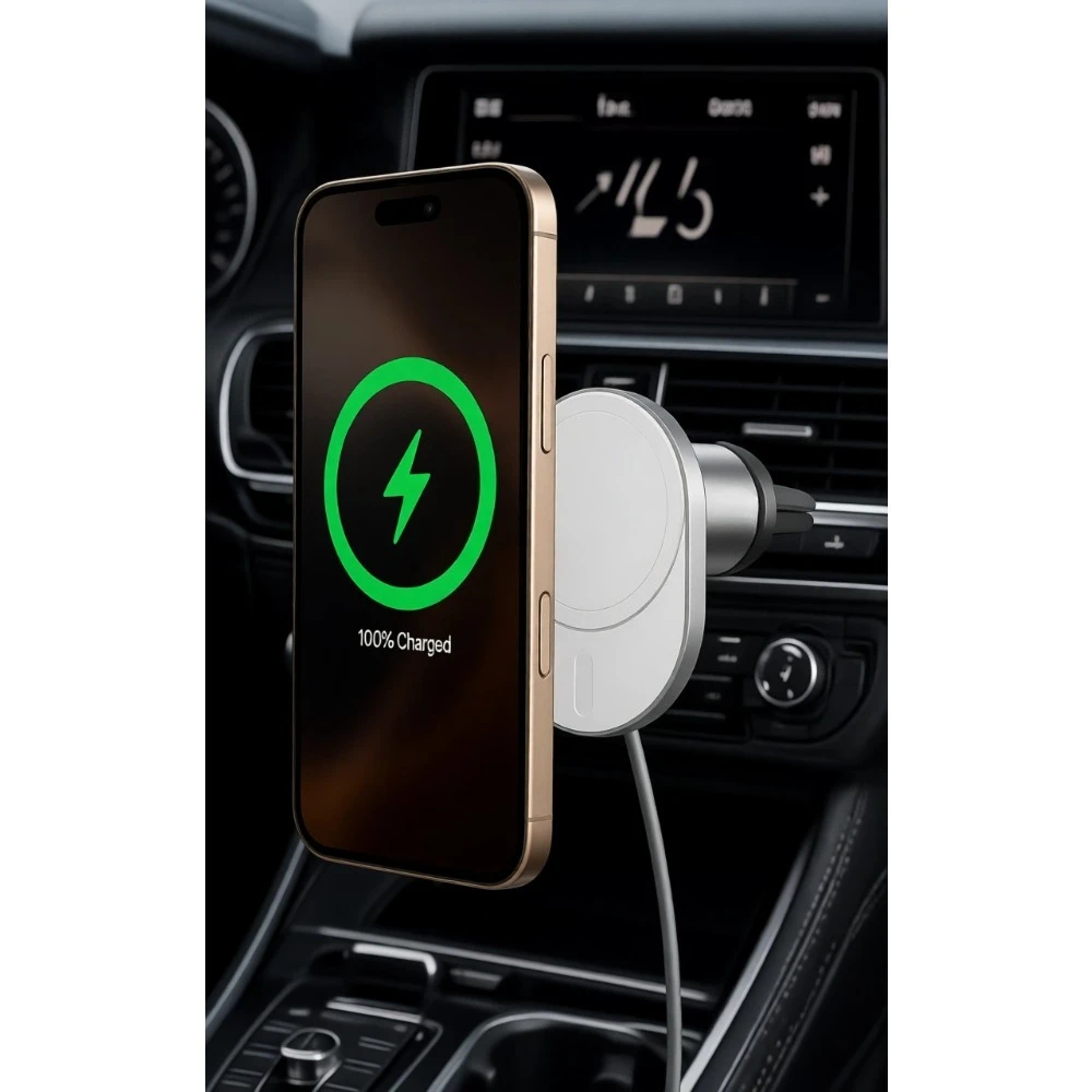 

Беспроводное магнитное автомобильное зарядное устройство 15 Вт с быстрой зарядкой и креплением на вентиляционную решетку для iPhone и Android-смартфонов