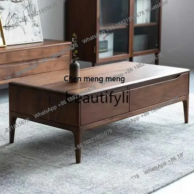 cn8617 LHY S26 North American black walnut coffee table TV cabinet combination small apartment all solid wood coffee table livin