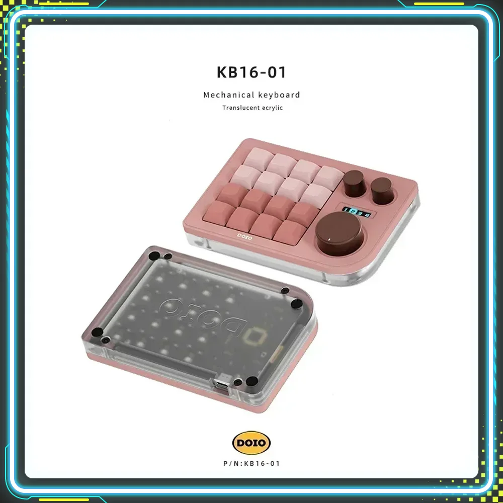 

Promotional Products DOIO KB16-01Consort Red 16 Keys Mini Gaming Keypad VIA QMK Ergonomics Designer 3 Knob Controller PC Gifts
