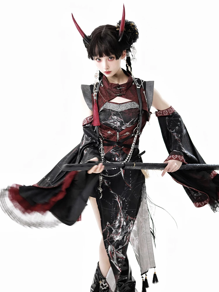 New original authentic Chinese martial arts Chinese style sweet cute super cool lolita dress cosplay set