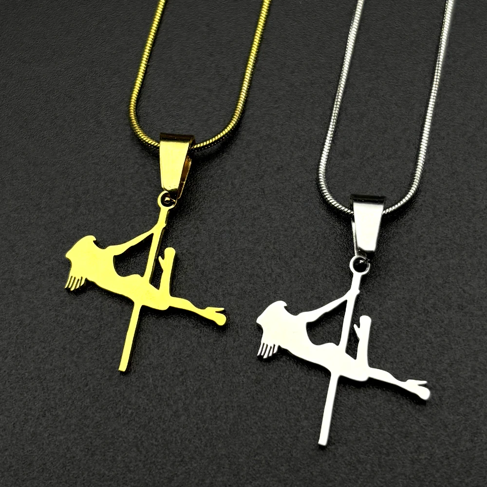 Modische Pole-Dance-Kette für Damen und Herren, Edelstahl, goldfarben, Eleganz, rhythmische Gymnastik, Halskette, Schmuck, Geschenke