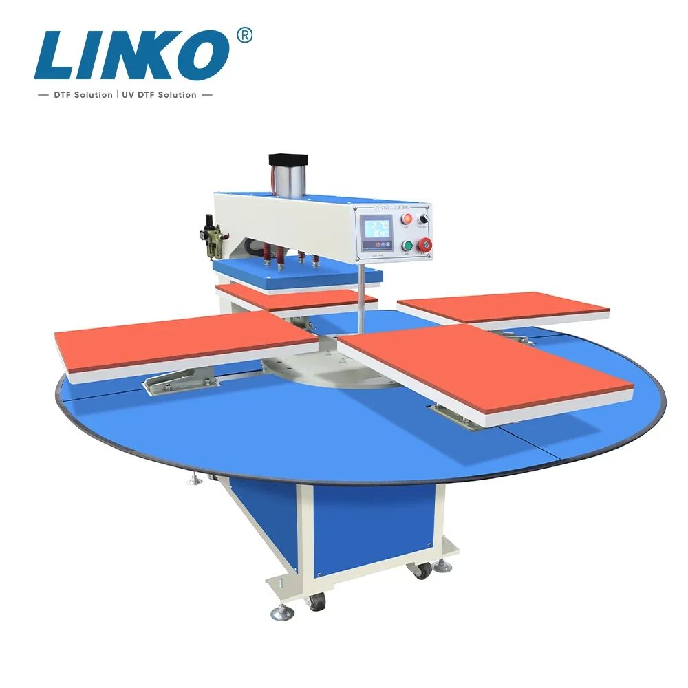 LINKO High Efficiency Four Station Automatic Heat Press Machines 40*60cm DTF Transfers DTF Printer Heat Press Machines