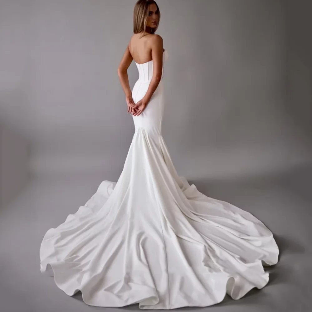 Customized Elegant Wedding Dresses Mermaid Lace Sequined Bridal Gowns Sweep Train Bride Dress Zipper Luxury Vestido De Novia
