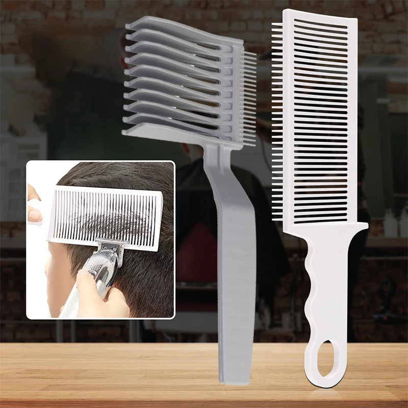 2PCS Kit Upgrade Barber Flat Top Hair Cut Combs Men\'s Arc Design Curved Positioning Hair Clipper Combs Salon Hairdresser Tools