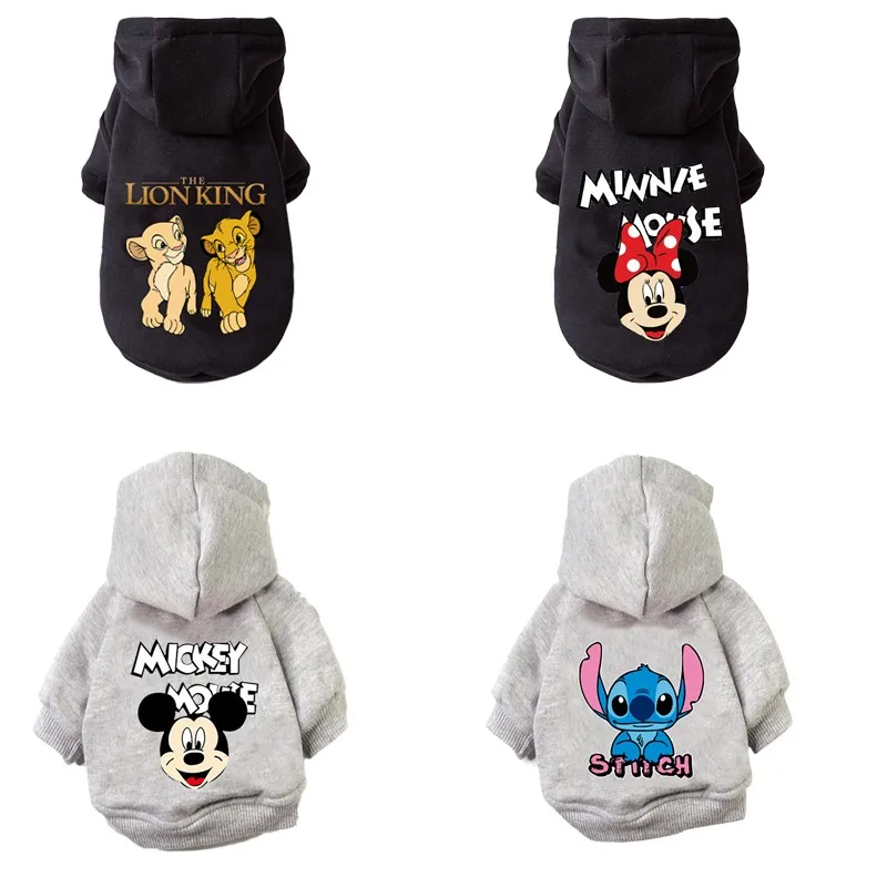 Disney-Sudadera con capucha para perro pequeño y mediano, chaleco con estampado de Anime, Mickey y Minnie, para exteriores, Bulldog y Husky, novedad