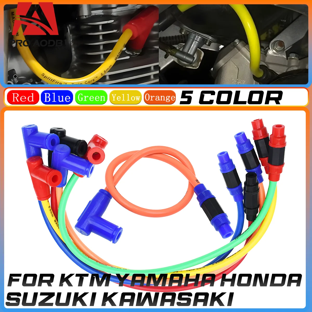 

New motorcycle 8.8mm high quality silicone rubber ignition coil spark plug Iridium power cord For KTM Kawasaki Suzuki Honda