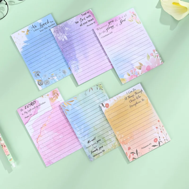 

1pc Colorful Floral Sticky Notes，Self-Adhesive Portable English Lined Notebook，Office School Student Message Notepad