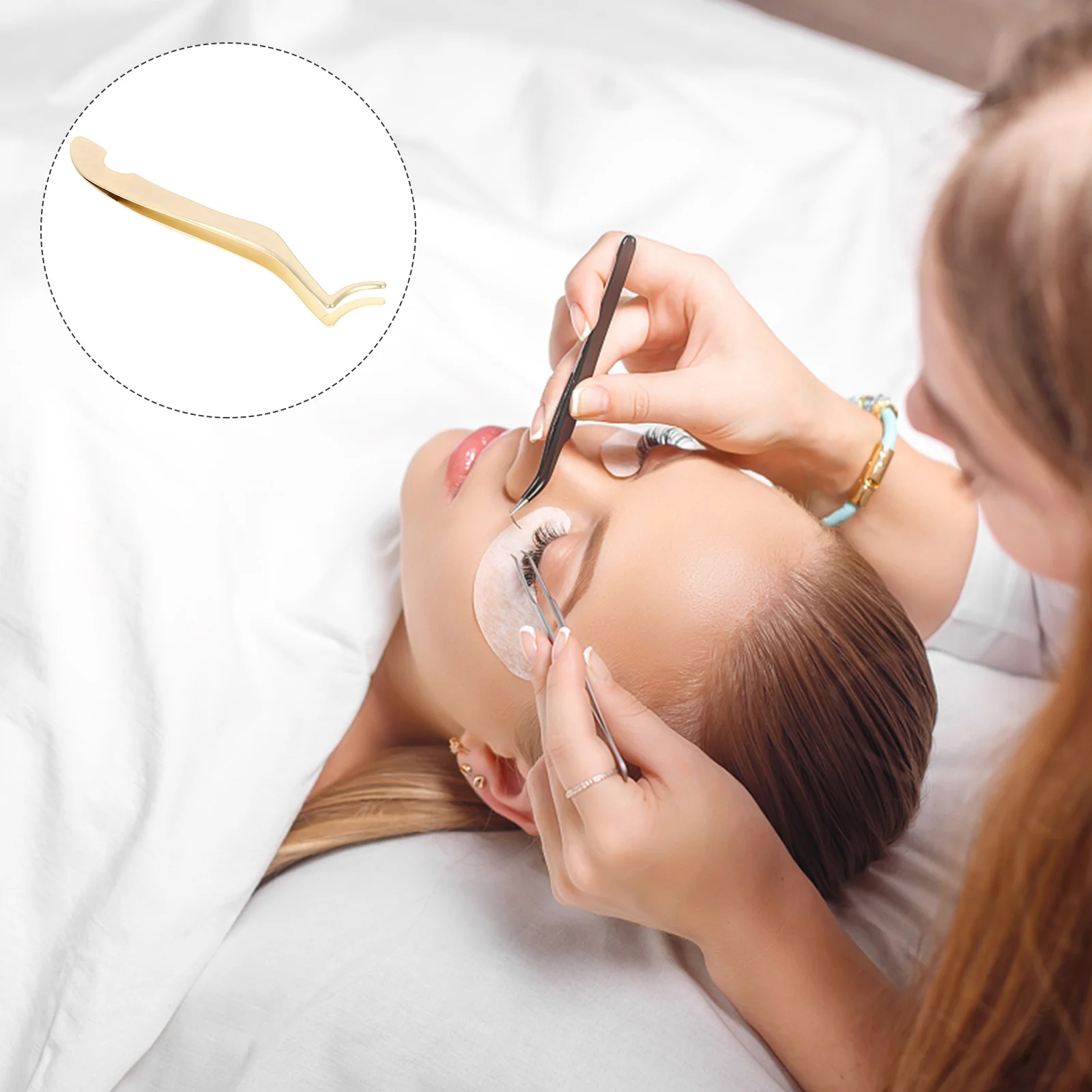 

Stainless Steel Eyelash Applicator Dovetail for Applying Removing False Lashes Portable Lightweight Tweezers
