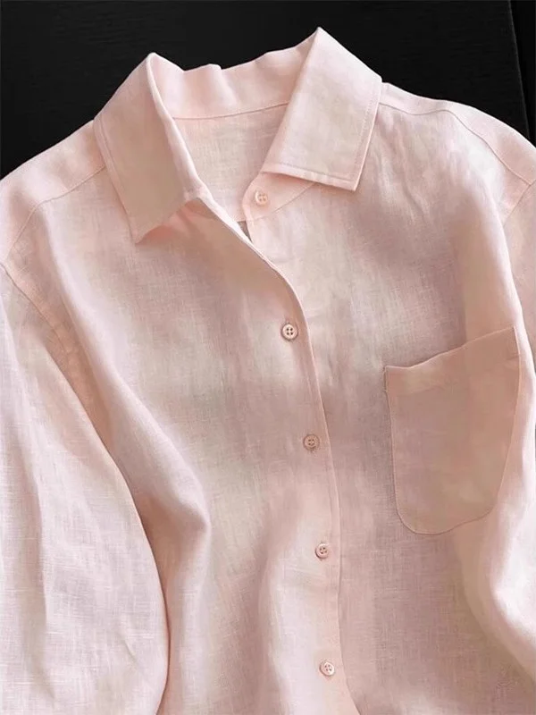 

Long Sleeve Shirts Womens Chiffon Lace-Up Slim Fit Turn Down Collar Feminine Preppy Romantic Minimalist Spring Travel Wear