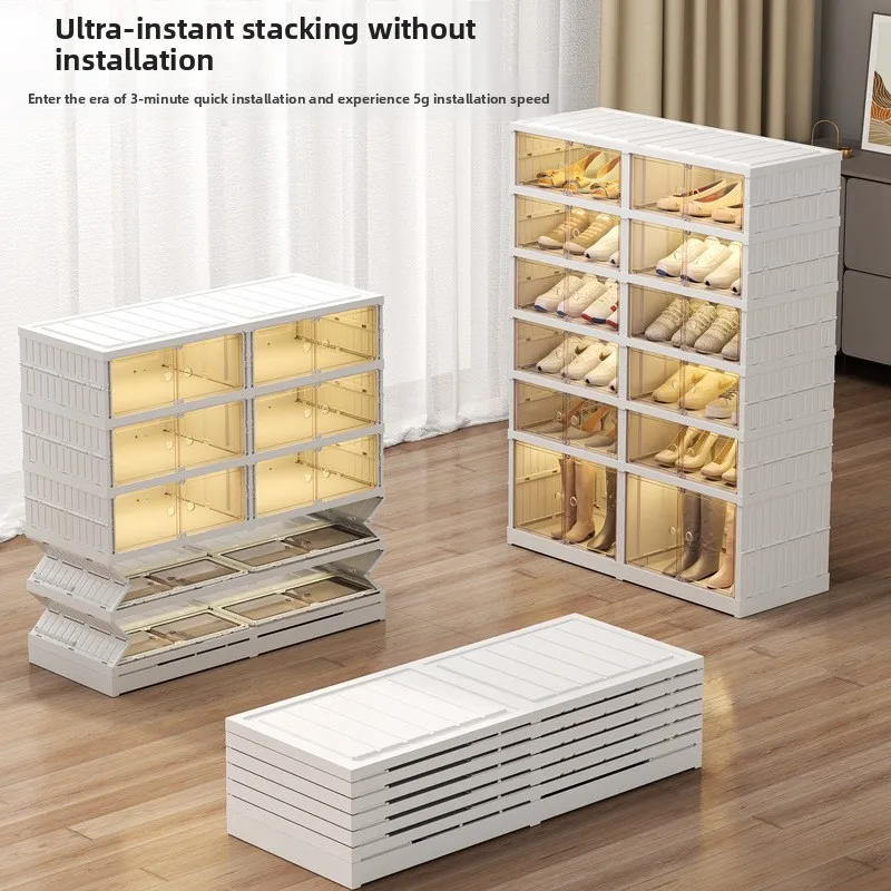 Space-Saving Scarpiera Zapatera Plastic Foldable Rectangle Injection Household Stackable Shoe Organizer Pull Out Shoe Rack