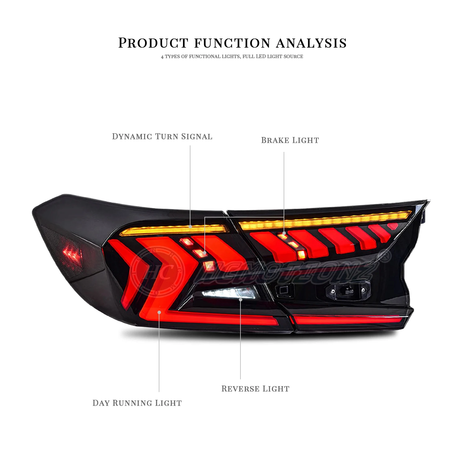 HCMOTIONZ โรงงานเริ่มต้น Animation ด้านหลังโคมไฟประกอบอุปกรณ์เสริมรถยนต์ 2018-2022 ไฟท้ายสําหรับ Honda Accord