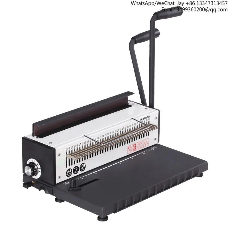 

WD-TD1500B34 Desktop Manual Wire Binding Machine With Move Knife 34 Square Hole Iron Ring